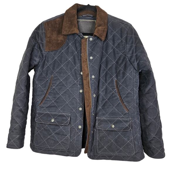 L.L. Bean M Petite Legacy Quilted Riding Jacket Navy Barn Plaid Lining Classic - Picture 1 of 5